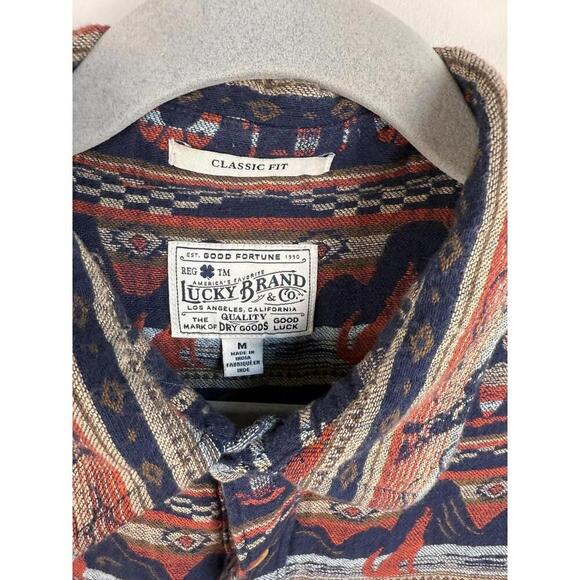 Lucky Brand Men’s Gallup Western Cowboy Print Jacquard Button Overshirt Shirt - Picture 3 of 7